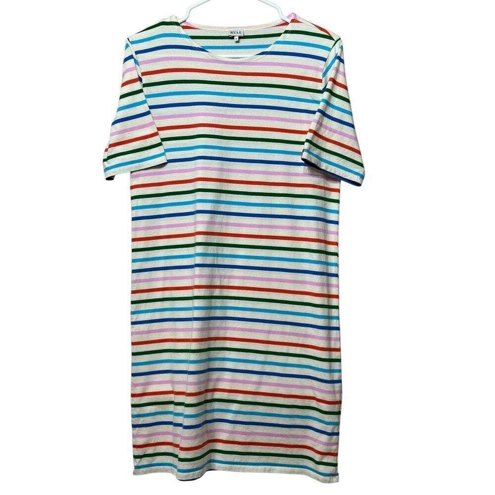 Kule Vibrant Stripe Tee Shirt Colorful Mini Dress Women's Medium